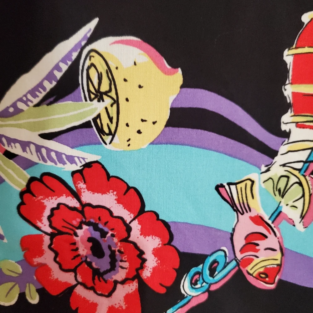 Intriguing Treads vtg 90s colorful cocktail floral fruit novelty maxi skirt 12 - Picture 6 of 10